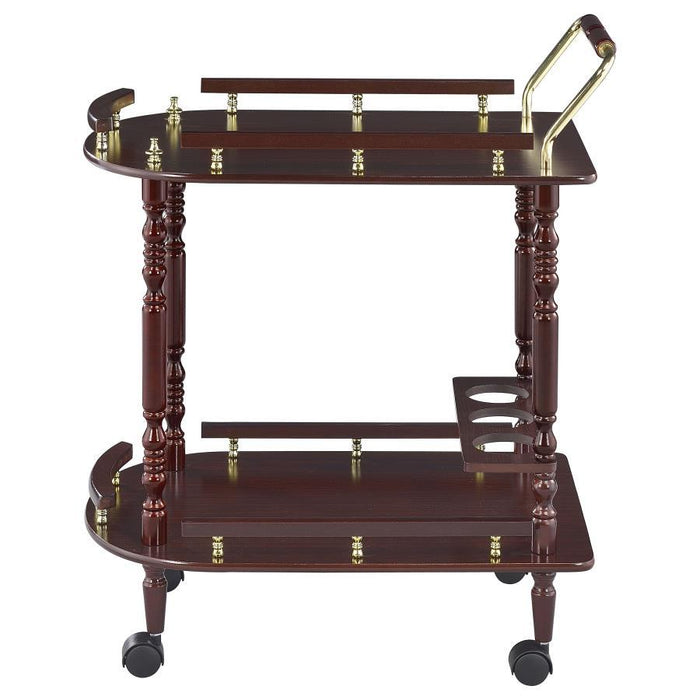 Palmer - 2-Tier Rectangular Wood Bar Cart - Merlot