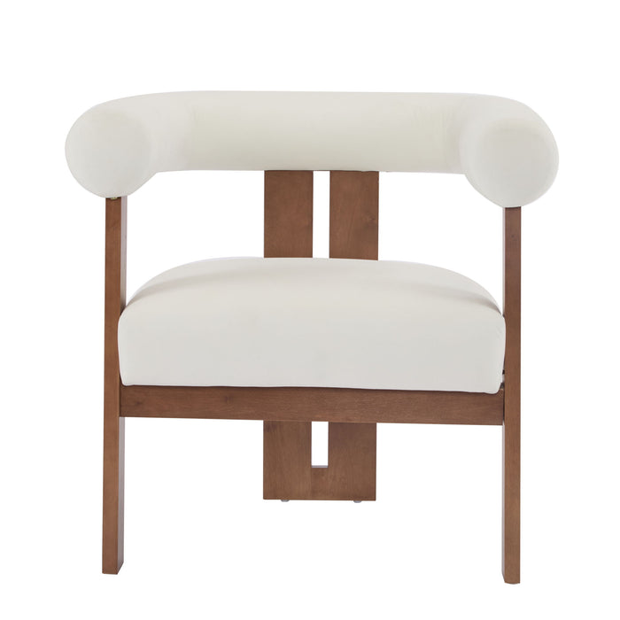 Modern Upholstered Round Arm Accent Chair With Upholstery