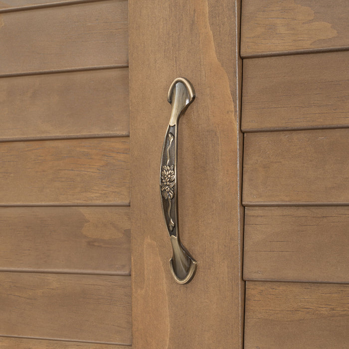 Queen Size Murphy Bed With Louvered Design And Multiple Storage Shelves - Wood