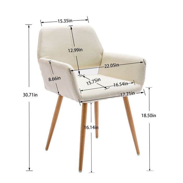 Hengming Small Modern Living Dining Room Accent Chairs Fabric Mid - Century Upholstered Side Seat Club Guest With Metal Legs Legs (Beige) 1 Piece