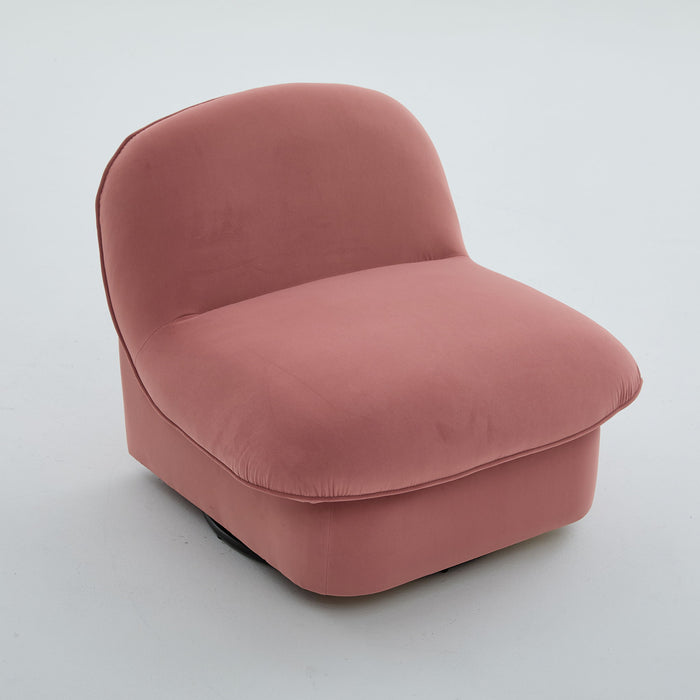 Pumpkin Shaped Swivel Accent Chair, 360 Degree Rotation For Living Room
