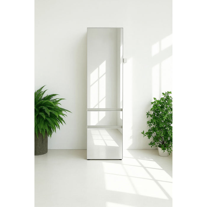 Elise - Slim Modular Wood Closet Cabinet With Mirror In Durable Melamine Construction - White