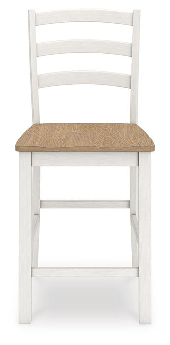 Purlaney - Barstool (Set of 2) - Antique White / Natural