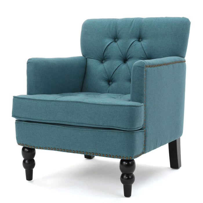 Harrison - Tufted Club Chair With Plush Cushion And Studded Trim - Dark Teal