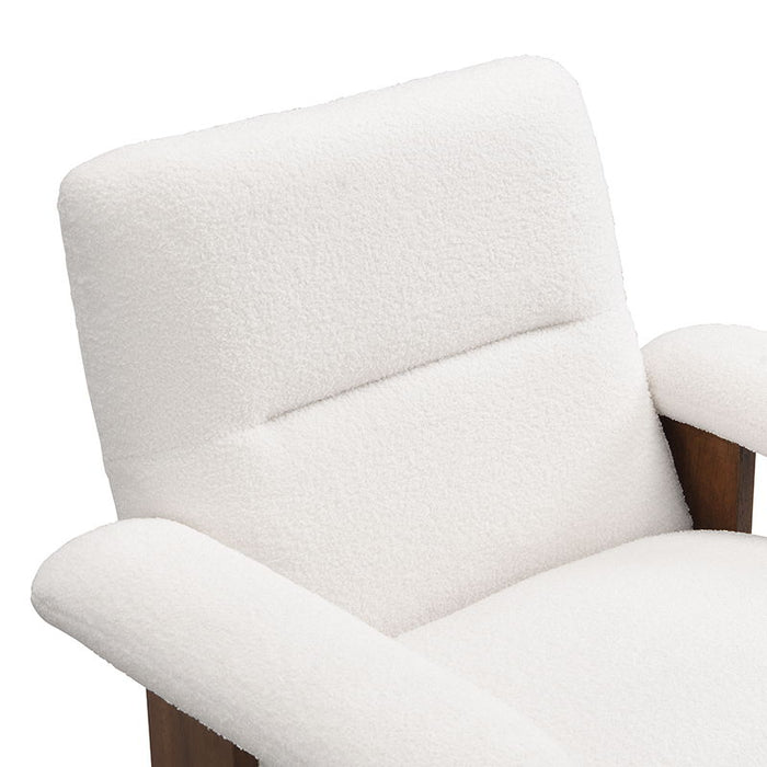 Modern Accent Chair With Ottoman, Mid Century Lounge Chair With Footrest, Comfy Fabric Armchair Upholstered Set With Solid Wood Frame For Living Room - White