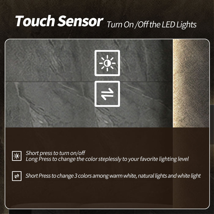 LED Full Length Mirror With Frosted Edge Lighting, 3 Color Temperatures