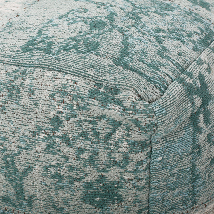Ocean - Square Pouf Ottoman And Floor Cushion - Teal / Beige