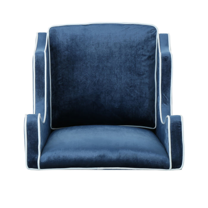 Elegant Velvet Club Chair With Tonal Piping