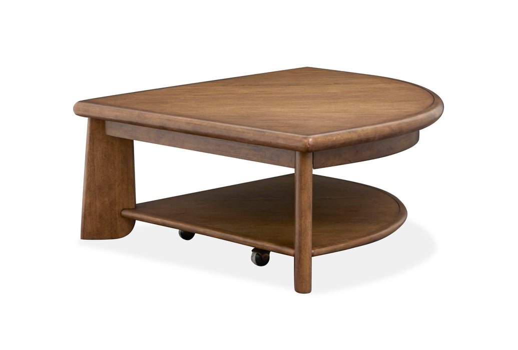 Tanner - Pie Shaped Lift Top Cocktail Table With Casters - Tawny Brown