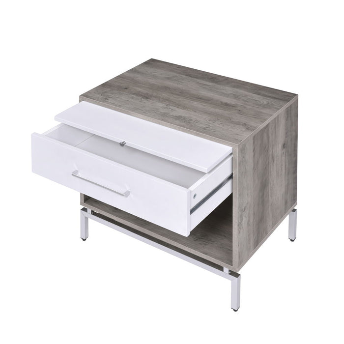 Cistus - Accent Table - Weathered Gray Oak & White