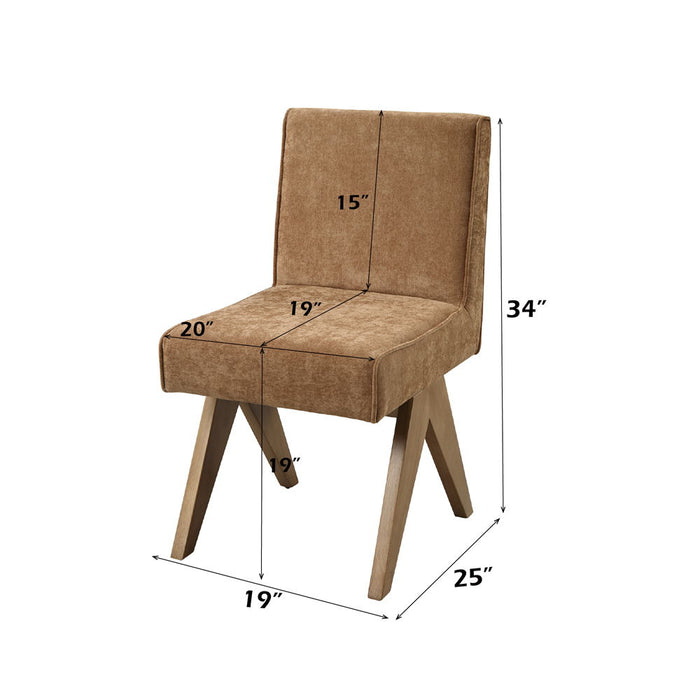 Zoey - Side Chair Set of 2) - Chocolate Chenille & Oak