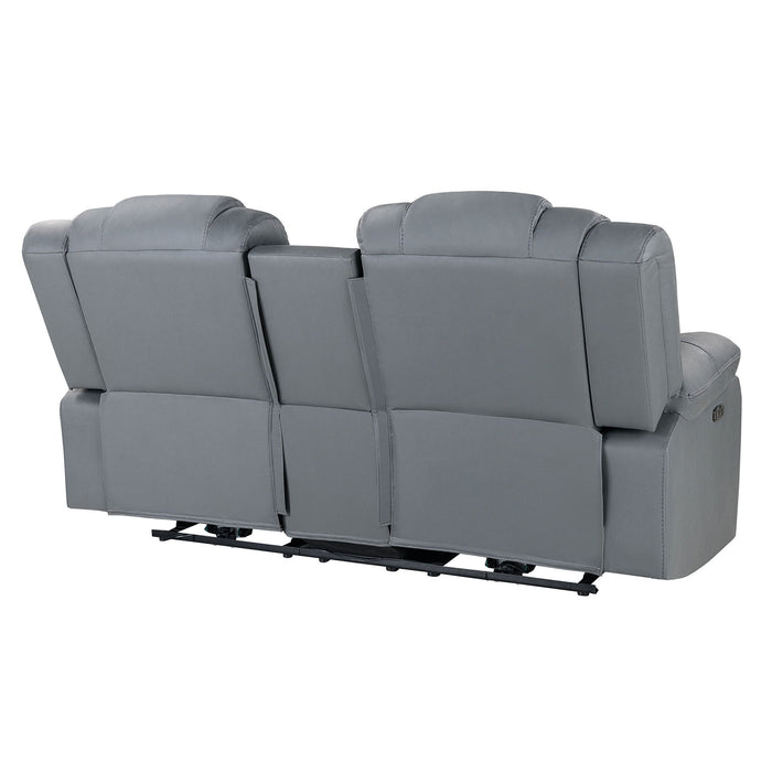 Raize - 10 Power Console Reclining Loveseat With LED And Immersive Sound - Gray