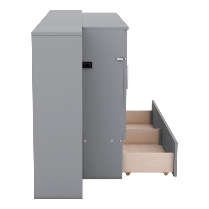 Murphy Bed With Shelves, Drawers And USB Ports