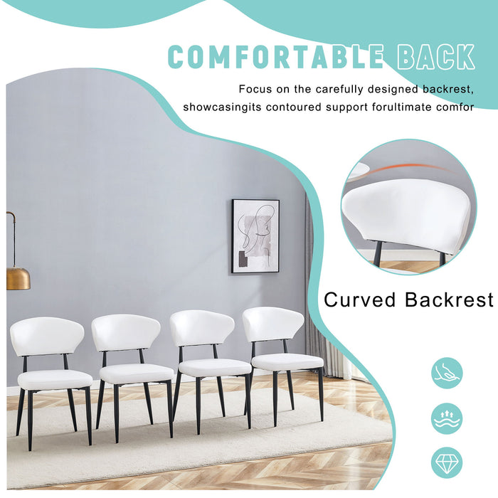Minimalist Ergonomic Dining Chair With Curved Backres (Set of 4)