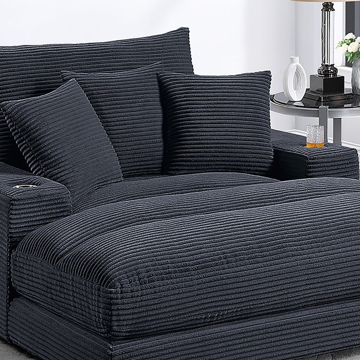 Upholstered Chaise Lounge With Cup Holders USB Port And Pillows