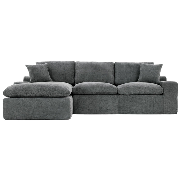 Cloud Sectional Sofa With Double Layer Cushion And Side Pockets, Free-Combined
