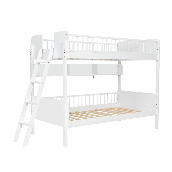Bunk Bed With 3 Storage Shelves, Adjustable Ladder Left Or Right