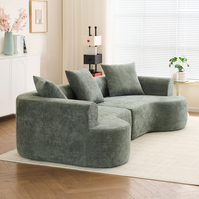 Modern Style Ultra Smooth Curved Sofa With 3 Pillows