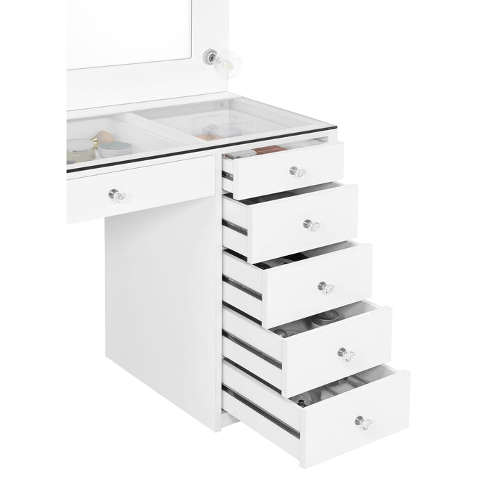 Fern - 7 Drawer Vanity Set With Mirror And Globe Lights