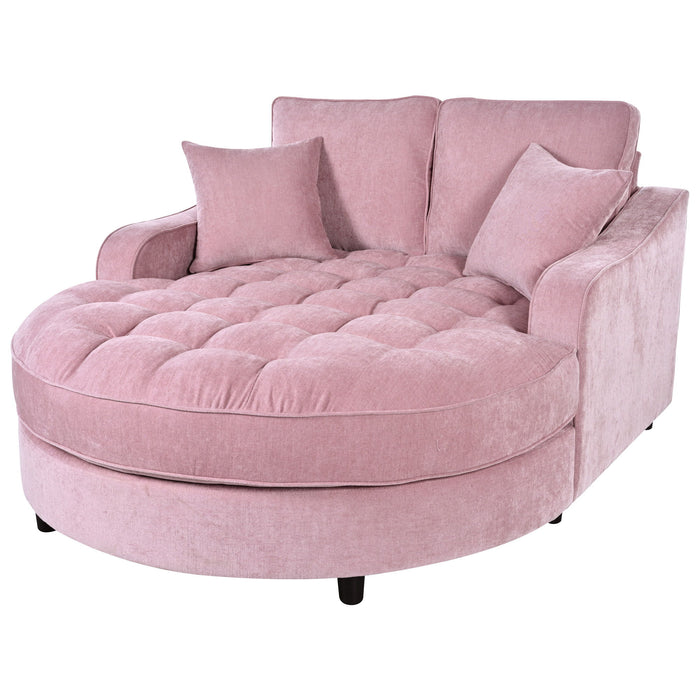 Modern Chaise Lounge Upholstered Sofa Couch With Tufted Seat And Detachable Pillows For Living Room