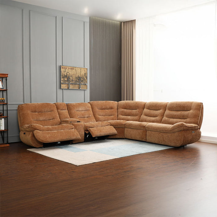 Emmy - Power Motion Sectional Sofa - Orange Chenille