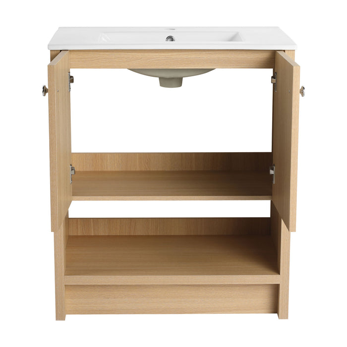 Modern Freestanding Bathroom Vanity With Ceramic Sink And Soft Closing Doors