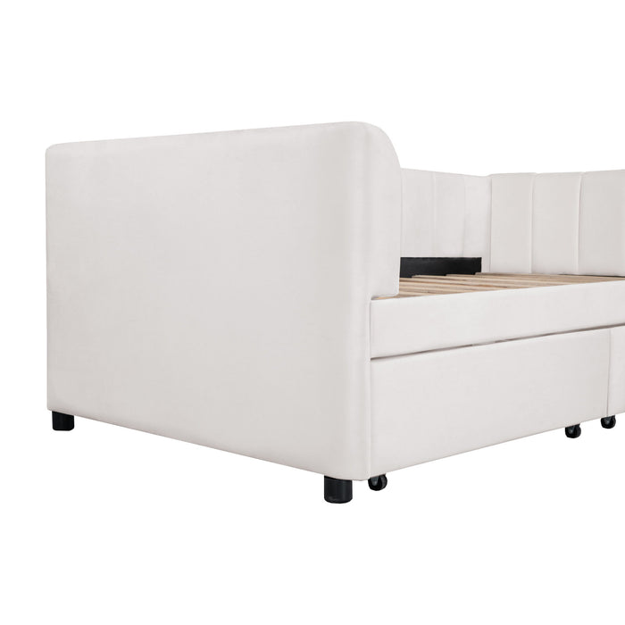 Upholstered Daybed With Ergonomic Design Backrest
