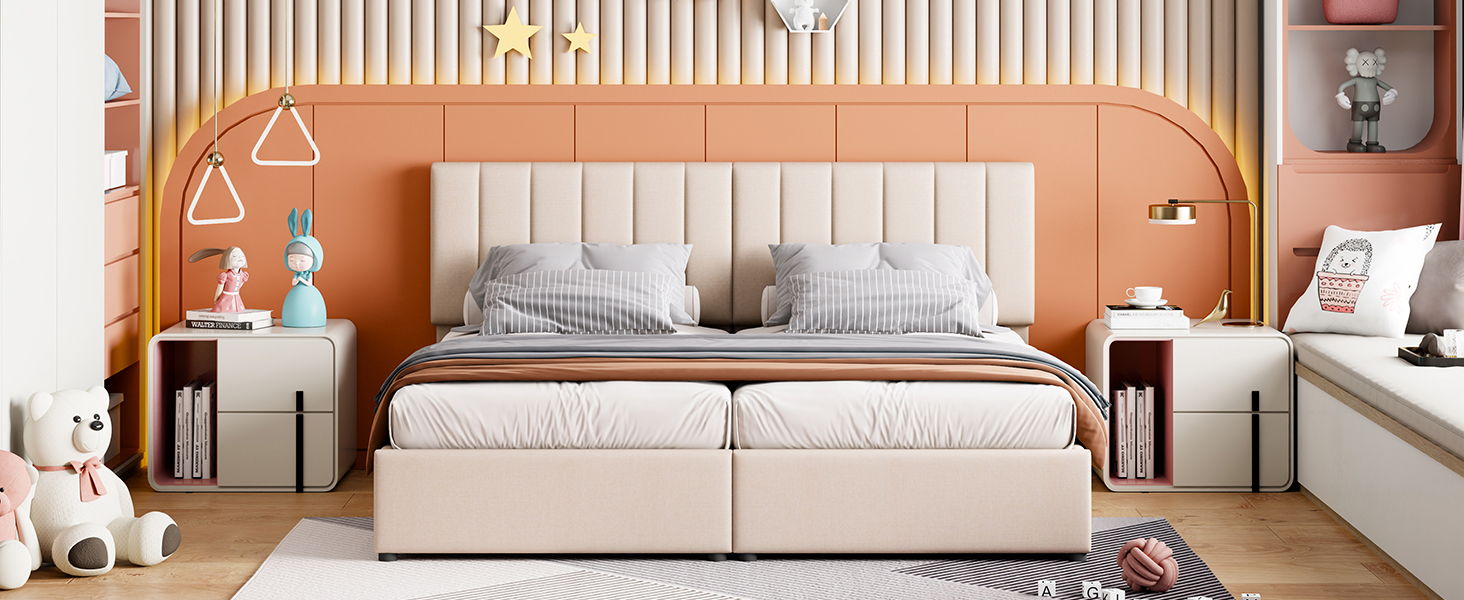 Upholstered Platform Bed With A Hydraulic Storage System