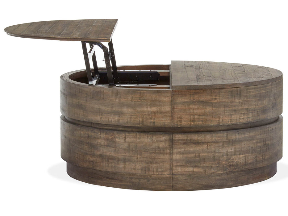 Baisden - Round Lift Top Cocktail Table With Casters - Tobacco