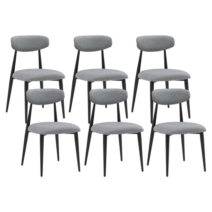 (Set of 6) Dining Chairs, Upholstered Chairs With Metal Legs For Kitchen Dining Room, Grey