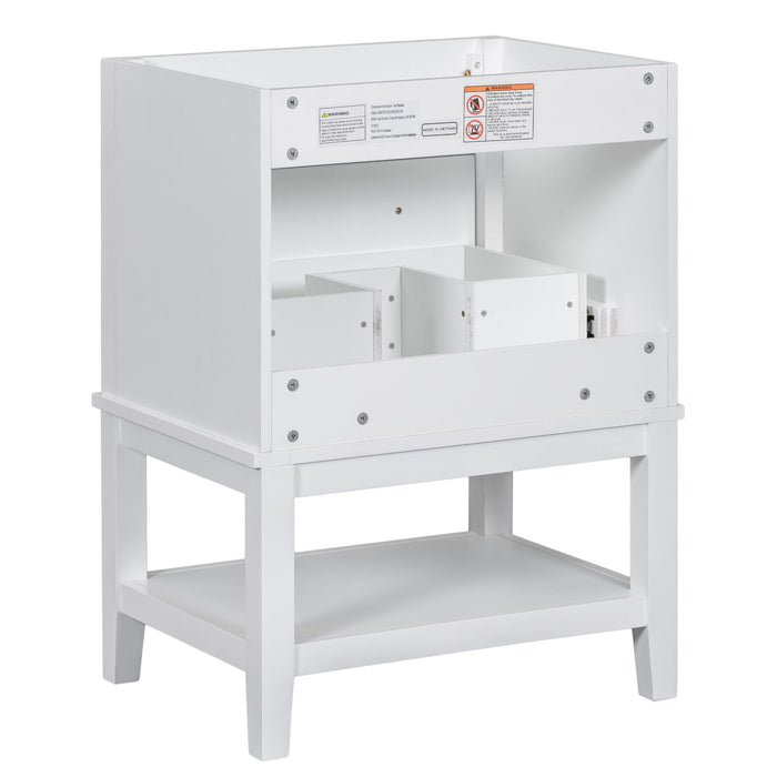 24" Bathroom Vanity Without Sink, Base Only, Storage Cabinet With Drawer And Open Shelf - White