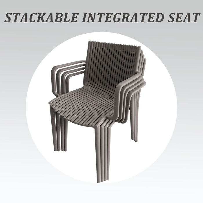 4 Modern Stackable Armchair Matched With Long Table