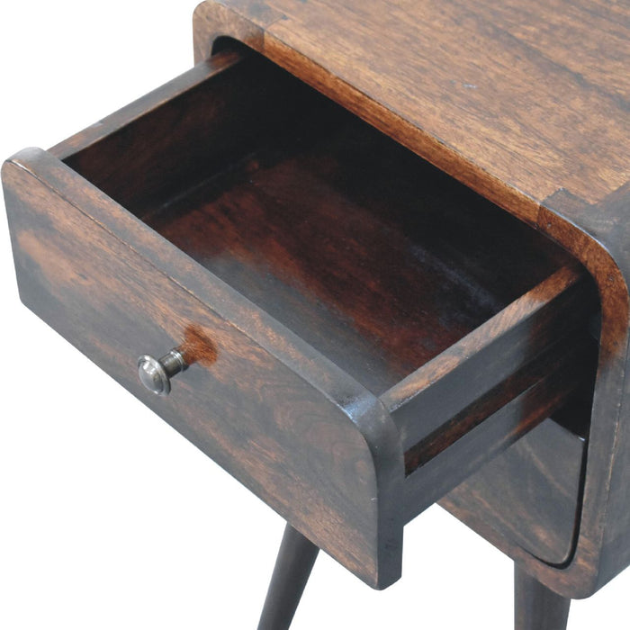 Mini Curved Nightstand - Walnut