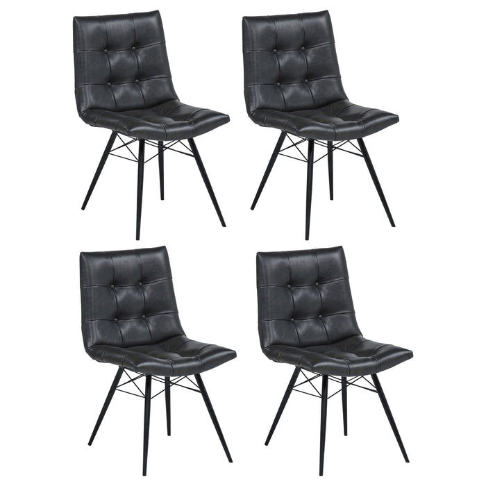 Aiken Faux Leather Upholstered Dining Side Chair Charcoal Grey (Set of 4)