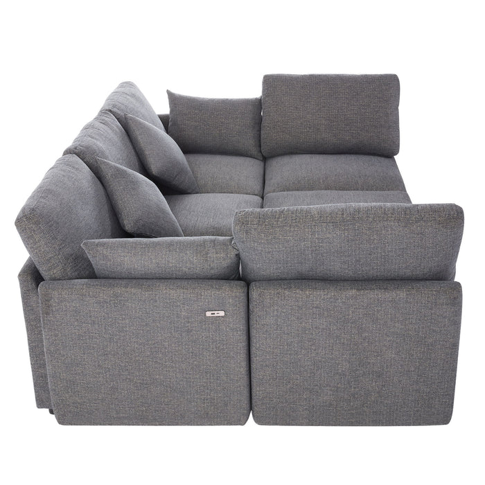 Sectional Sofa Modular U-Shaped With Ottoman & USB Ports