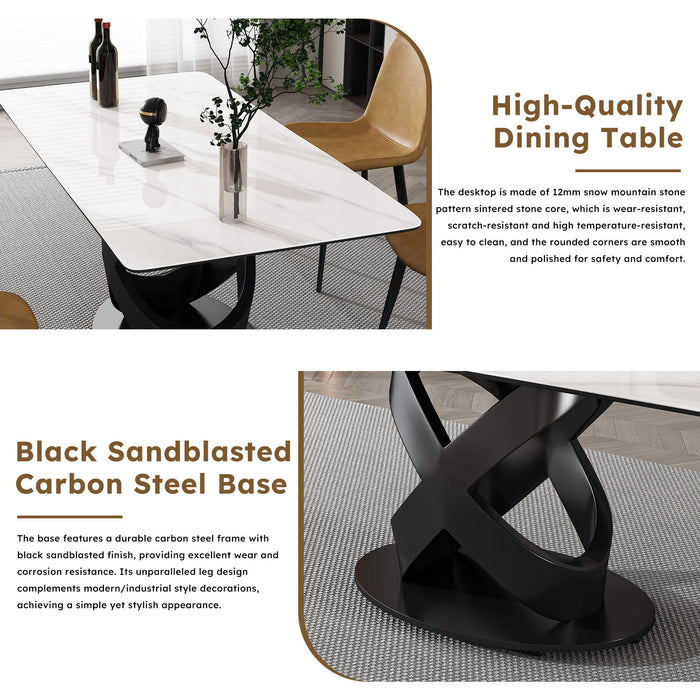 Rectangular Dining Table, For Dinner Party, 4 Chairs - Black / White