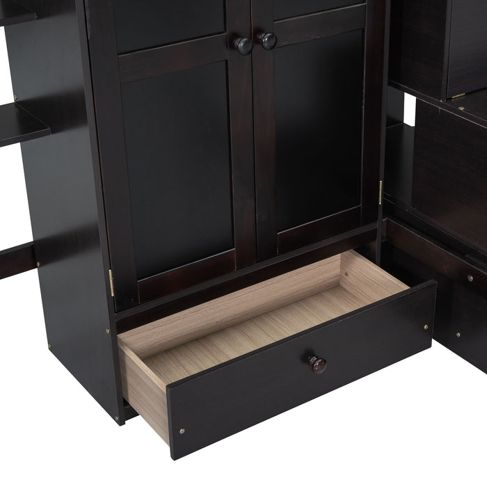 Loft Bed With Bookshelf, Drawers, Desk, And Wardrobe