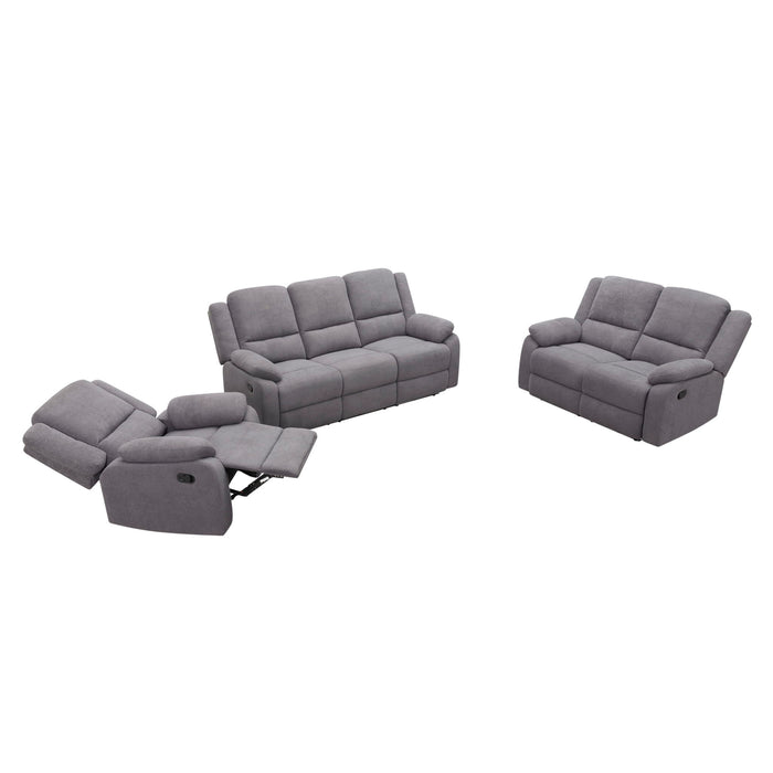 3 Piece Reclining Sofa Set With 150° Deep Recline, 3 Seat Couch, Loveseat & Single Recliner - Gray