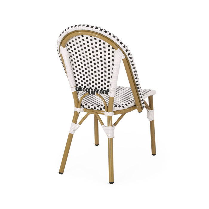 Outdoor Rattan And Aluminum French Bistro Chairs Set