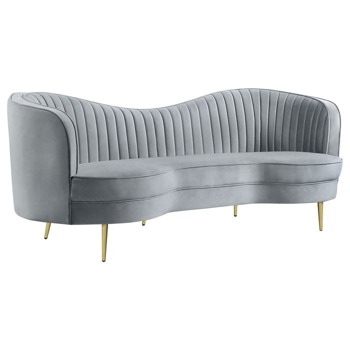 Sophia - 3 Piece Upholstered Channel Tufted Sofa Set - Gray