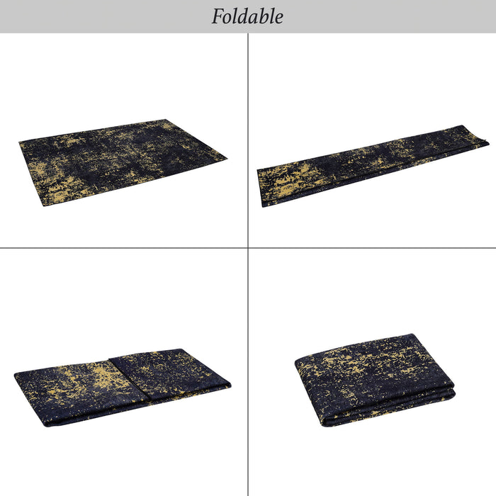 Maval - 8' X 10' Washable Area Rug - Black / Gold