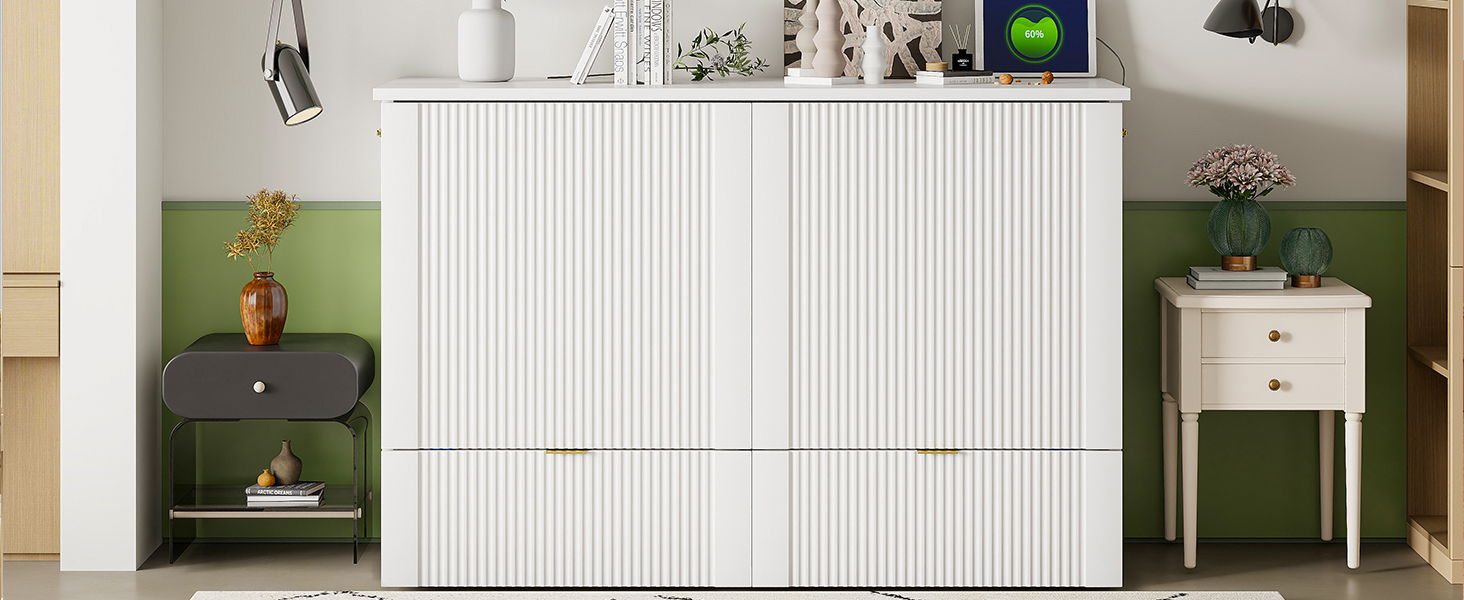 Murphy Bed With Drawer And A Set Of Sockets & USB Ports, Pulley Structure Design