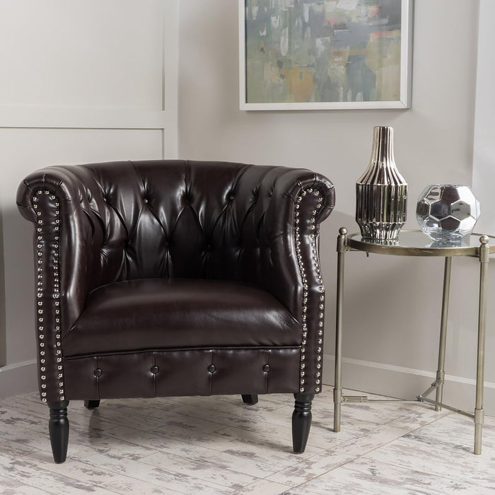 Celestialis - Upholstered Club Chair With Tub Design And Rolled Recessed Armrests