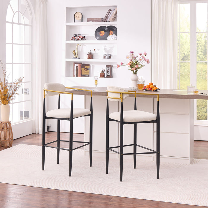 Upholstered Bar Stool With Accented Armrests For Kitchen Island (Set of 2) - Beige
