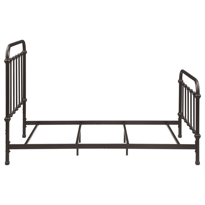 Twin Panel Bed With Ornate Design - Bronze