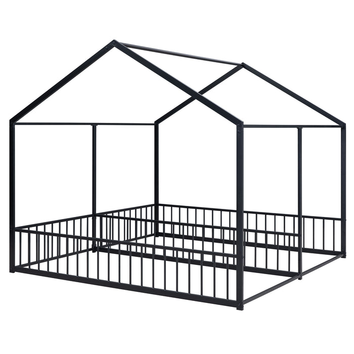 House Platform Beds, 2 Shared Beds, Metal Frame With Guardrails