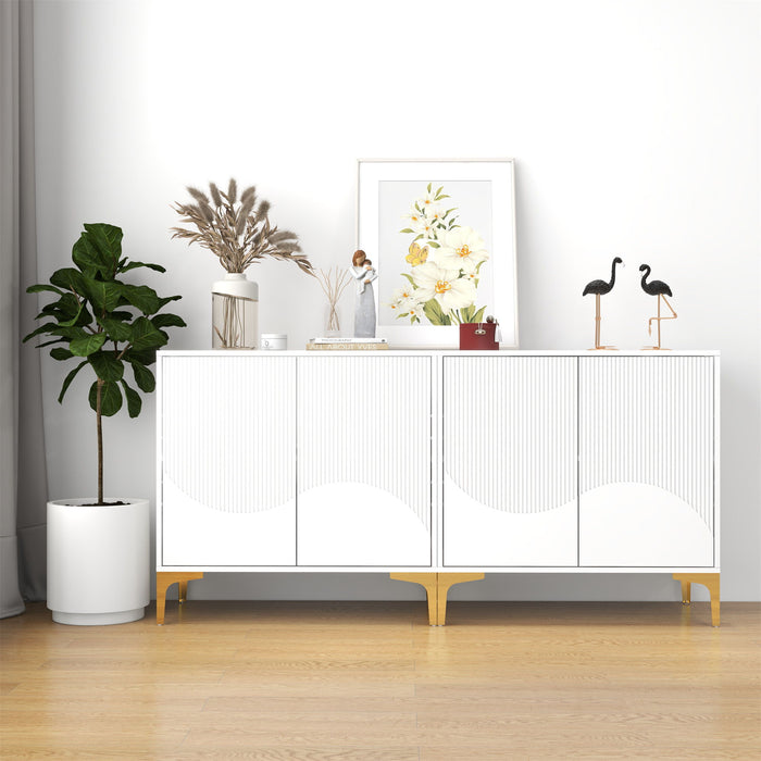 Modern Entryway Storage Cabinet With Shelves - White