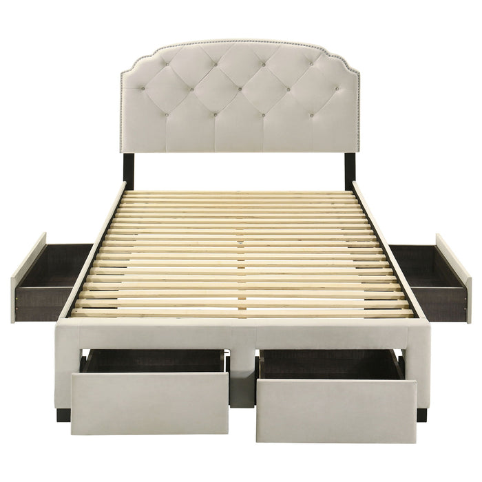 Marianna 4-drawer Upholstered Full Storage Bed Cream