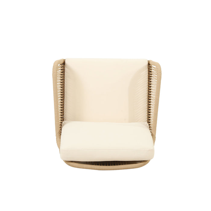 Outdoor Club Chair With Rope Weave Design - Teak