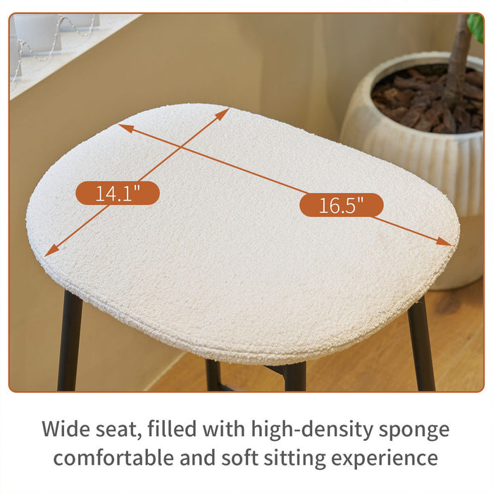 Modern Bar Stools Comfortable & Stylish, Soft Fabric Upholstered, Backless (Set of 2)